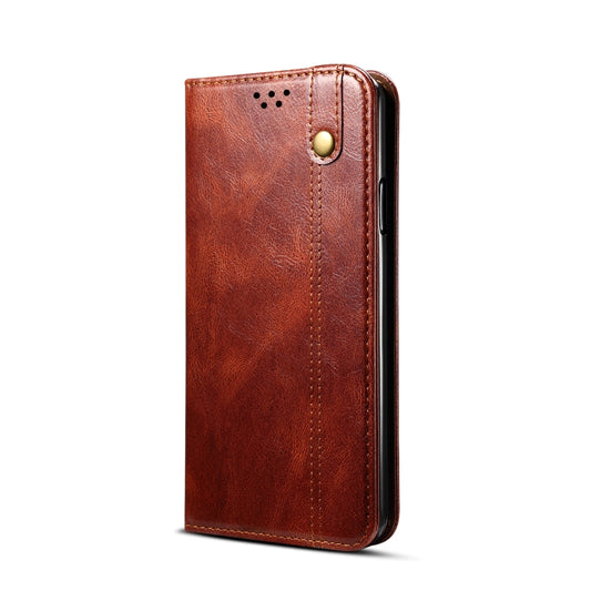 For Samsung Galaxy A12 5G Simple Wax Crazy Horse Texture Horizontal Flip Leather Case with Card Slots & Wallet(Brown) by buy2fix