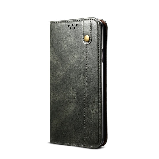 For Samsung Galaxy A12 5G Simple Wax Crazy Horse Texture Horizontal Flip Leather Case with Card Slots & Wallet(Dark Green) by buy2fix
