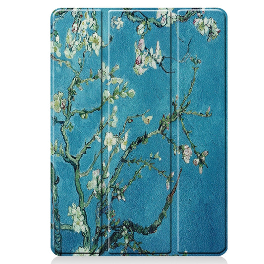 For iPad 10.2 2021 / 2020 / 2019 TPU Colored Drawing Horizontal Flip Leather Case with Three-folding Holder & Sleep / Wake-up Function(Apricot Flower) by buy2fix