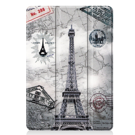 For iPad 10.2 2021 / 2020 / 2019 Colored Drawing Horizontal Flip Leather Case with Three-folding Holder & Sleep / Wake-up Function(Eiffel Tower) by buy2fix