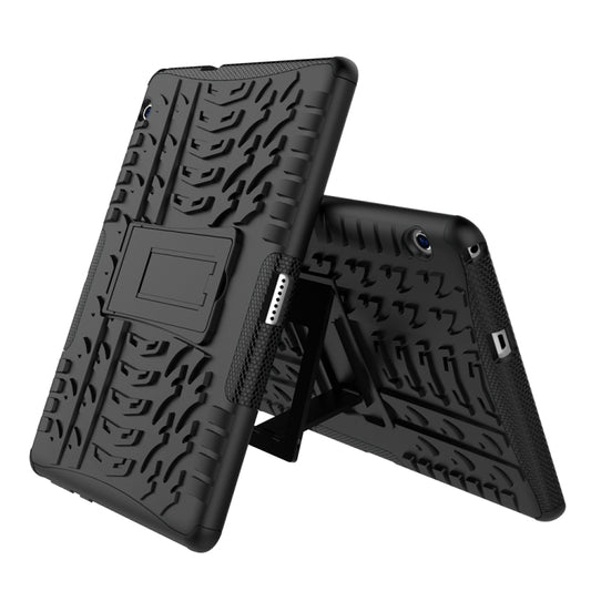 For Huawei MediaPad T3 10 Tire Texture Shockproof TPU+PC Protective Case with Holder(Black) by buy2fix