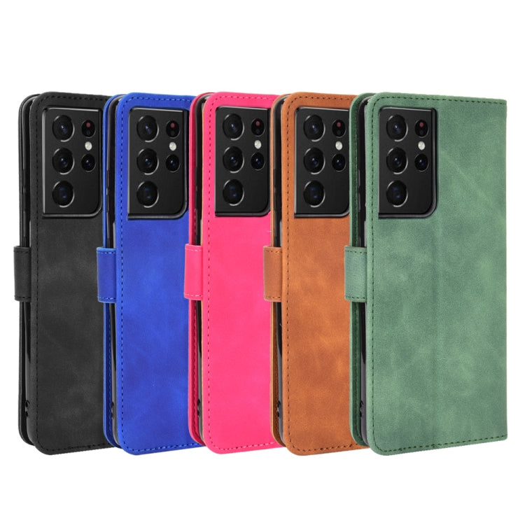 For Samsung Galaxy S21 Ultra 5G Solid Color Skin Feel Magnetic Buckle Horizontal Flip Calf Texture PU Leather Case with Holder & Card Slots & Wallet(Black) by buy2fix