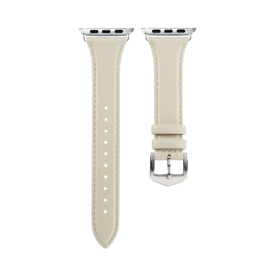 Genuine Leather Watch Band For Apple Watch Ultra 49mm&Watch Ultra 2 49mm / Series 9&8&7 45mm / SE 3&SE 2&6&SE&5&4 44mm / 3&2&1 42mm(Creamy White) by buy2fix