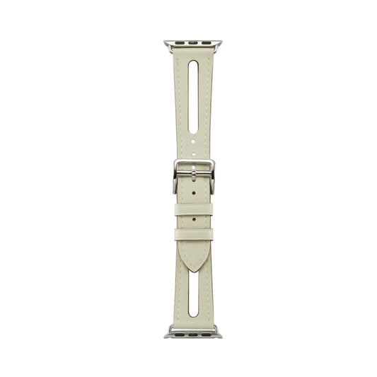 Top-grain Leather Watch Band For Apple Watch Series 7 41mm / 6 & SE & 5 & 4 40mm / 3 & 2 & 1 38mm(Creamy White) by buy2fix
