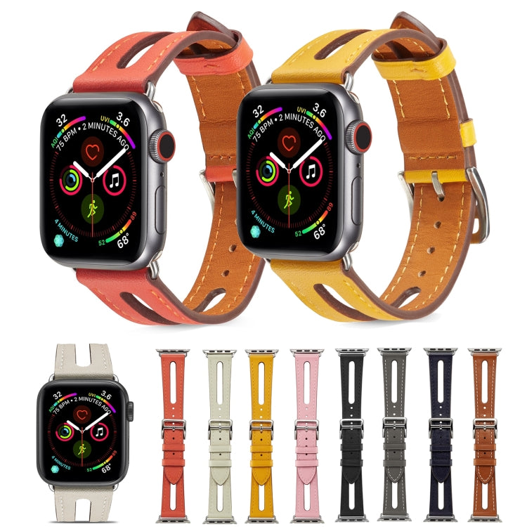 Top-grain Leather Watch Band For Apple Watch Series 7 41mm / 6 & SE & 5 & 4 40mm / 3 & 2 & 1 38mm(Creamy White) by buy2fix