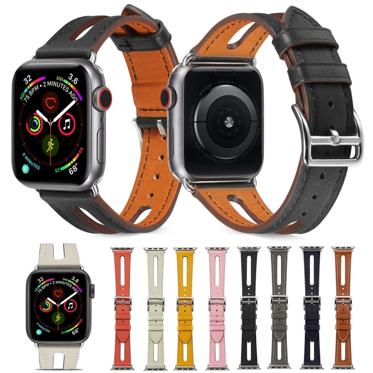 Top-grain Leather Watch Band For Apple Watch Ultra 49mm&Watch Ultra 2 49mm / Series 9&8&7 45mm / SE 3&SE 2&6&SE&5&4 44mm / 3&2&1 42mm(Black) by buy2fix