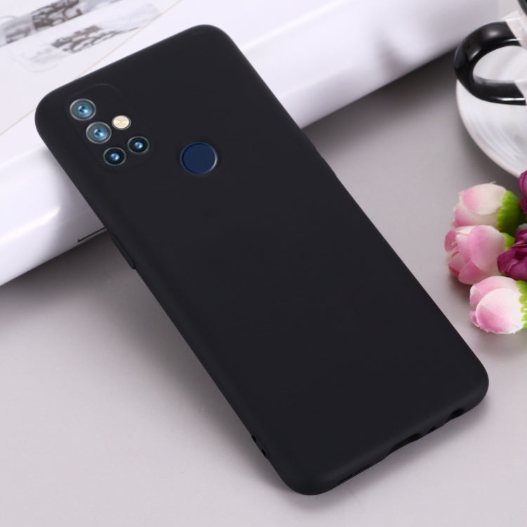 For OnePlus Nord N10 5G Pure Color Liquid Silicone Shockproof Full Coverage Case(Black) by buy2fix