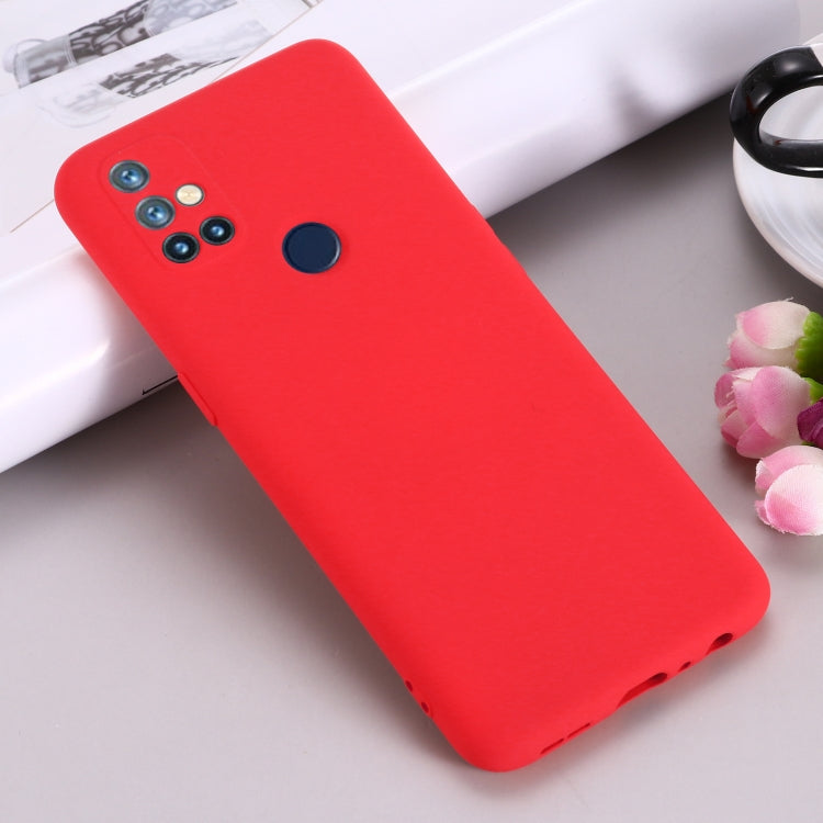 For OnePlus Nord N10 5G Pure Color Liquid Silicone Shockproof Full Coverage Case(Red) by buy2fix