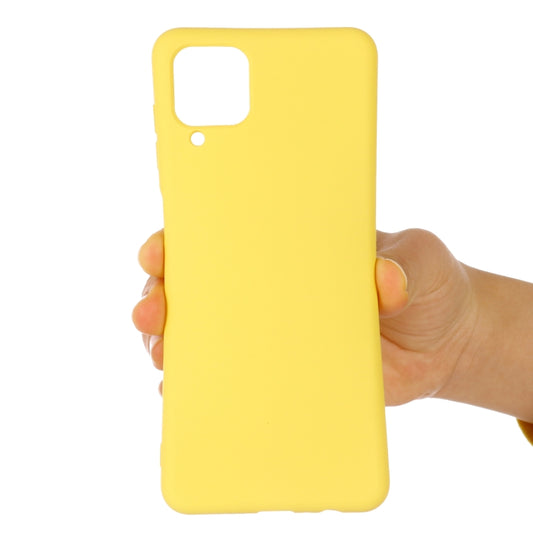 For Samsung Galaxy A12 Pure Color Liquid Silicone Shockproof Full Coverage Case(Yellow) by buy2fix
