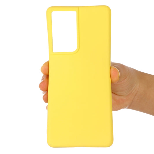 For Samsung Galaxy S21 Ultra 5G Pure Color Liquid Silicone Shockproof Full Coverage Case(Yellow) by buy2fix