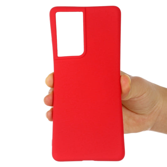 For Samsung Galaxy S21 Ultra 5G Pure Color Liquid Silicone Shockproof Full Coverage Case(Red) by buy2fix