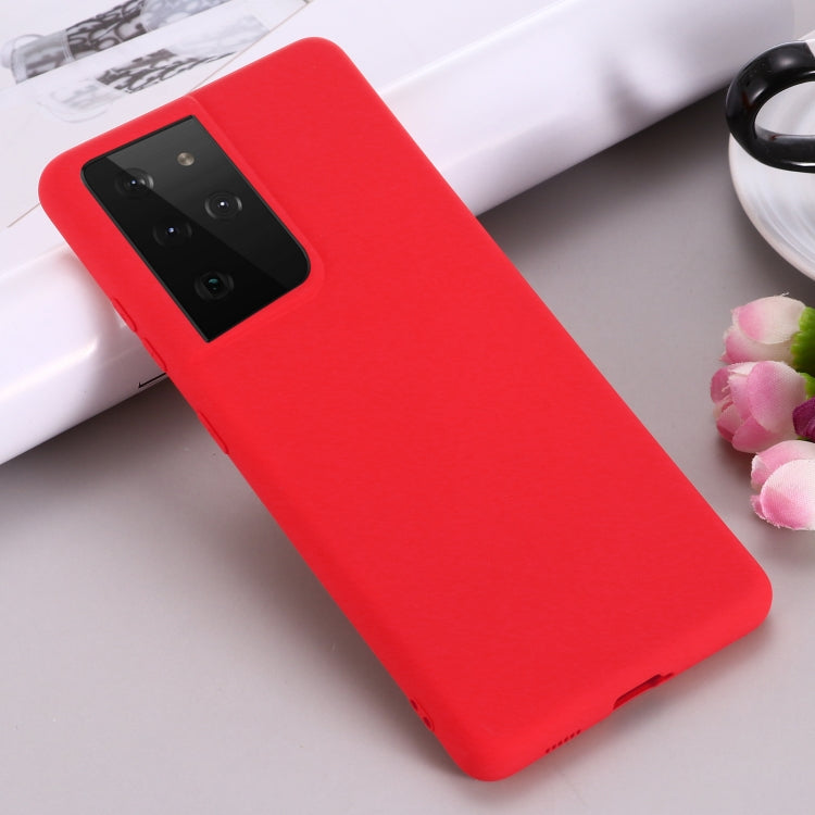 For Samsung Galaxy S21 Ultra 5G Pure Color Liquid Silicone Shockproof Full Coverage Case(Red) by buy2fix