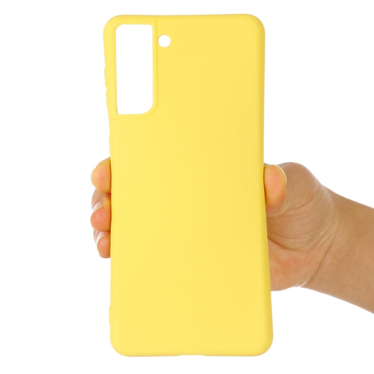 For Samsung Galaxy S21+ 5G Pure Color Liquid Silicone Shockproof Full Coverage Case(Yellow) by buy2fix
