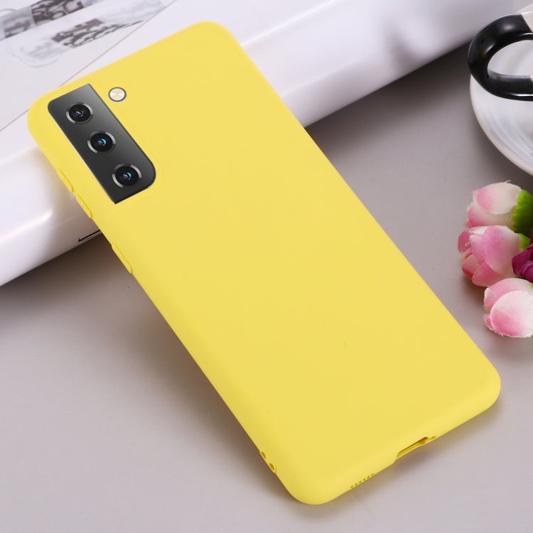 For Samsung Galaxy S21+ 5G Pure Color Liquid Silicone Shockproof Full Coverage Case(Yellow) by buy2fix