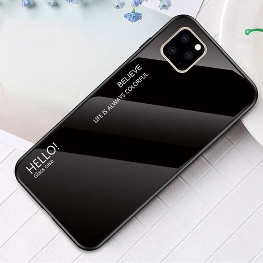 For iPhone 11 Gradient Color Glass Case(Black) by buy2fix