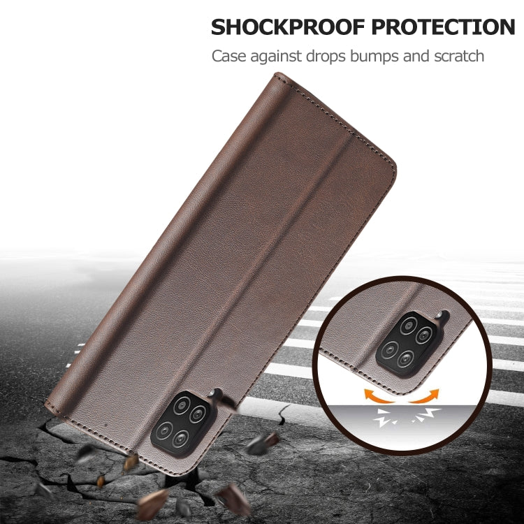 For Samsung Galaxy A12 LC.IMEEKE Calf Texture Horizontal Flip Leather Case, with Holder & Card Slots & Wallet & Photo Frame(Coffee) by LC.IMEEKE