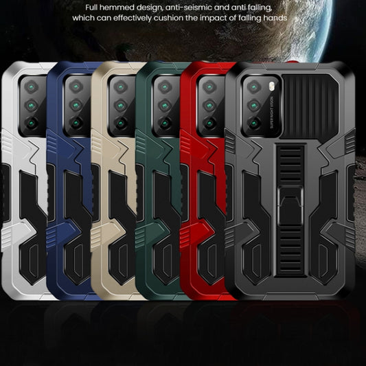 For Xiaomi Poco M3 Vanguard Warrior All Inclusive Double-color Shockproof TPU + PC Protective Case with Holder(Black) by buy2fix