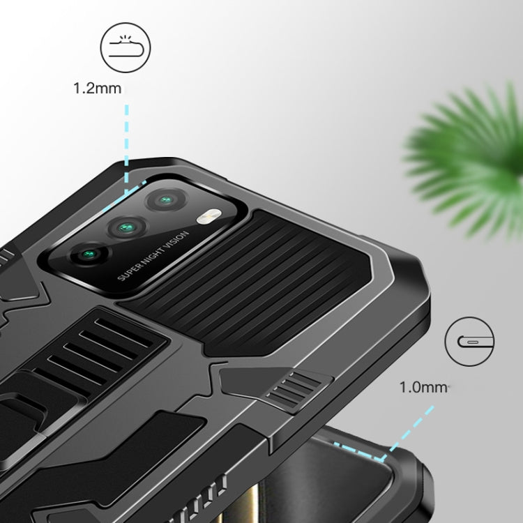For Xiaomi Poco M3 Vanguard Warrior All Inclusive Double-color Shockproof TPU + PC Protective Case with Holder(Black) by buy2fix