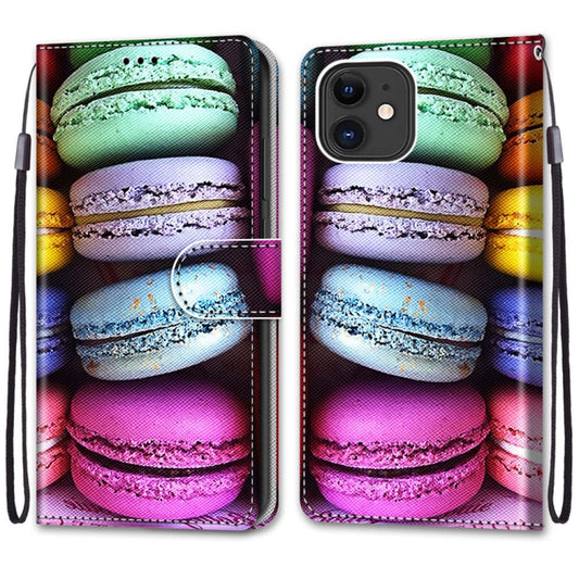For iPhone 12 mini Coloured Drawing Cross Texture Horizontal Flip PU Leather Case with Holder & Card Slots & Wallet & Lanyard (Colorful Cakes) by buy2fix