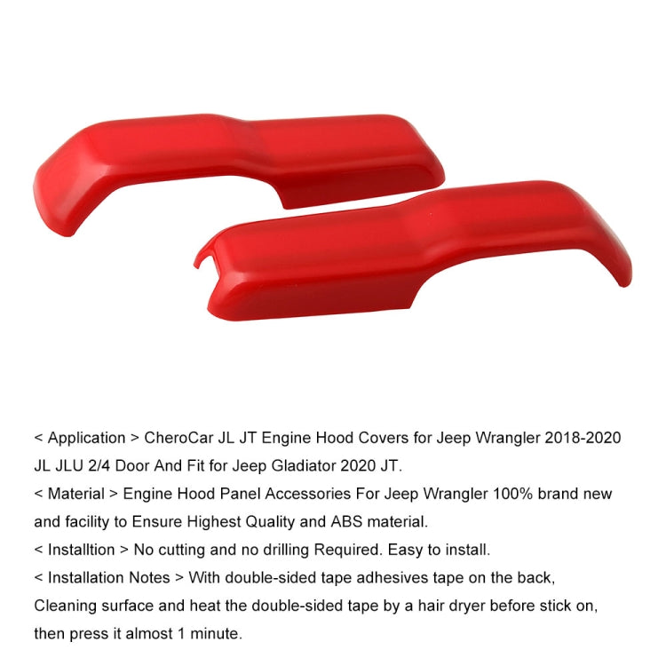 2 PCS Car Engine Hood Hinge Cover Decorative Cover for Jeep Wrangler JL JLU 2018-2020 by buy2fix