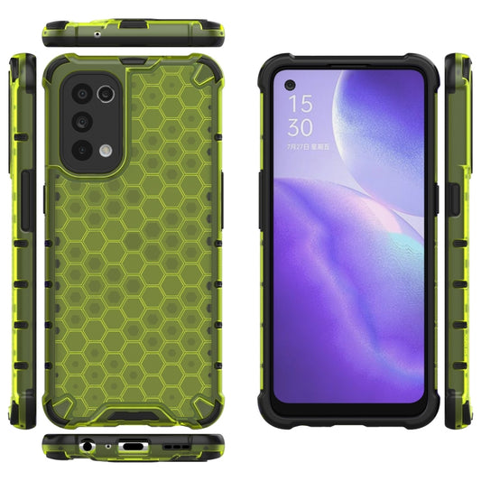 For Oppo Reno5 5G Shockproof Honeycomb PC + TPU Case(Green) by buy2fix
