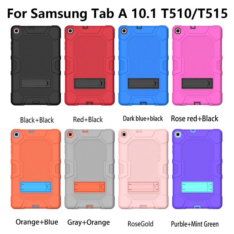 For Samsung Galaxy Tab A 10.1 (2019) / T510 Contrast Color Robot Shockproof Silicone + PC Protective Case with Holder(Black) by buy2fix