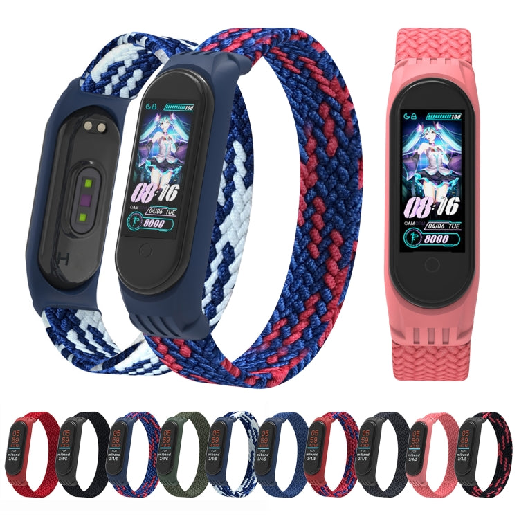 For Xiaomi Mi Band 5 / 4 / 3 / Huami Single Lap Braided Yarn + TPU Wrist Strap Watch Band, Size:S(Blue + Red) by buy2fix