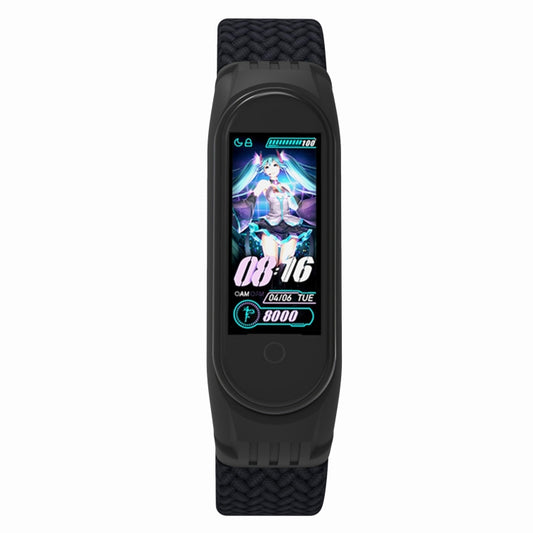For Xiaomi Mi Band 5 / 4 / 3 / Huami Single Lap Braided Yarn + TPU Wrist Strap Watch Band, Size:M(Black) by buy2fix
