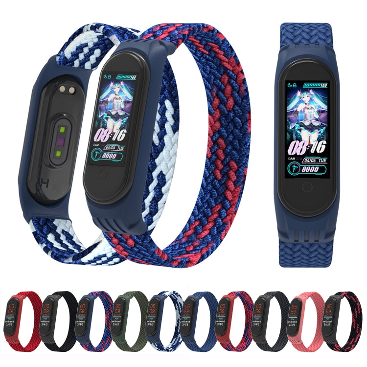 For Xiaomi Mi Band 5 / 4 / 3 / Huami Single Lap Braided Yarn + TPU Wrist Strap Watch Band, Size:M(Black) by buy2fix