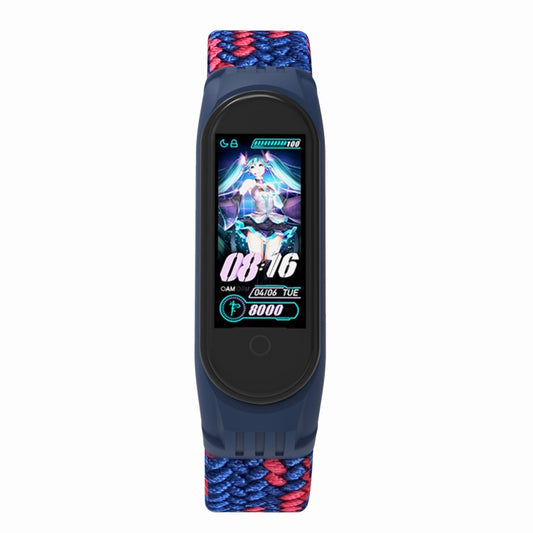 For Xiaomi Mi Band 5 / 4 / 3 / Huami Single Lap Braided Yarn + TPU Wrist Strap Watch Band, Size:L(Blue + Red) by buy2fix