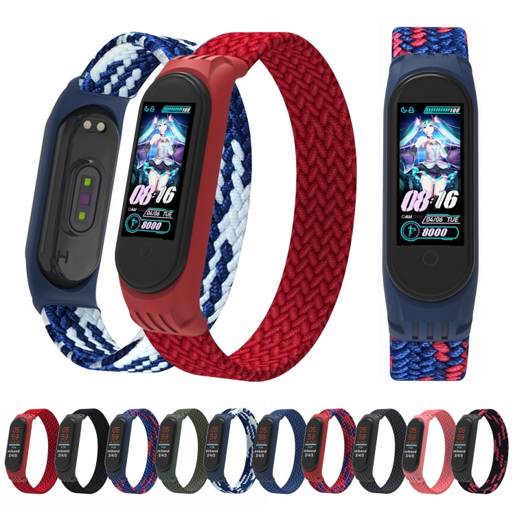 For Xiaomi Mi Band 5 / 4 / 3 / Huami Single Lap Braided Yarn + TPU Wrist Strap Watch Band, Size:L(Charcoal) by buy2fix