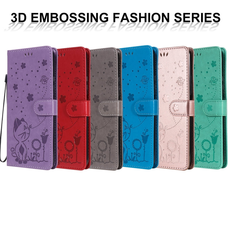 For OnePlus 8T Cat Bee Embossing Pattern Shockproof Horizontal Flip Leather Case with Holder & Card Slots & Wallet(Rose Gold) by buy2fix