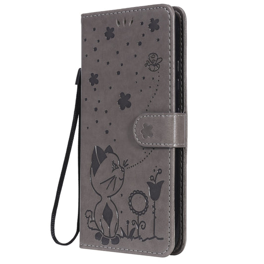 For LG K22 / K22 Plus Cat Bee Embossing Pattern Shockproof Horizontal Flip Leather Case with Holder & Card Slots & Wallet(Grey) by buy2fix