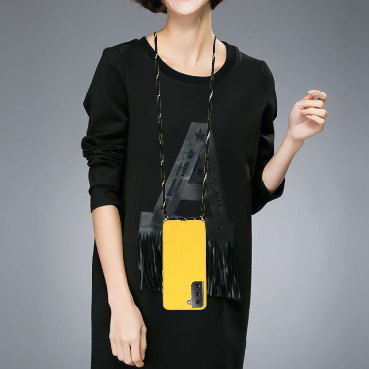 For Samsung Galaxy S21 5G Wheat Straw Material + TPU Protective Case with Lanyard(Yellow) by buy2fix