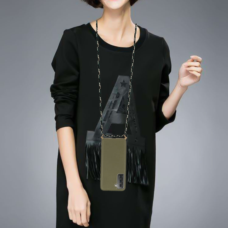 For Samsung Galaxy S21+ 5G Wheat Straw Material + TPU Protective Case with Lanyard(Army Green) by buy2fix