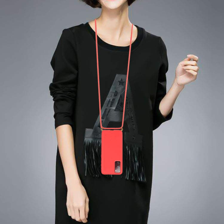 For Samsung Galaxy S20 FE Wheat Straw Material + TPU Protective Case with Lanyard(Red) by FIERRE SHANN