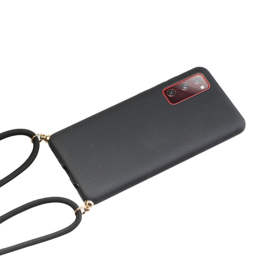 For Samsung Galaxy S20 FE Wheat Straw Material + TPU Protective Case with Lanyard(Black) by FIERRE SHANN