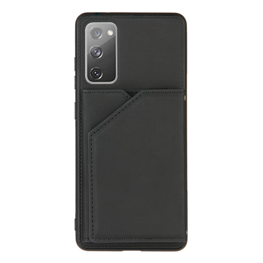 For Samsung Galaxy S20 FE Skin Feel PU + TPU + PC Back Cover Shockproof Case with Card Slots & Holder & Photo Frame(Black) by FIERRE SHANN