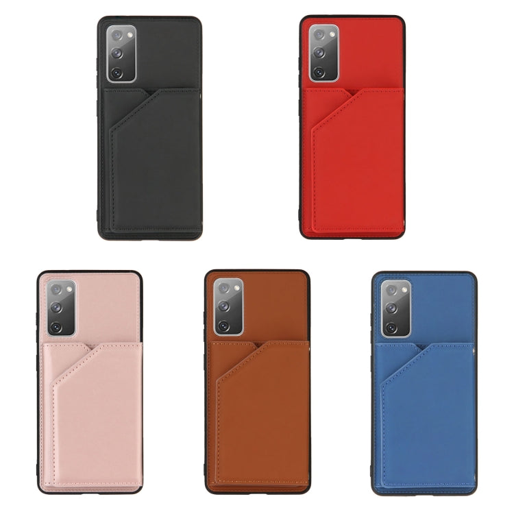 For Samsung Galaxy S20 FE Skin Feel PU + TPU + PC Back Cover Shockproof Case with Card Slots & Holder & Photo Frame(Rose Gold) by FIERRE SHANN