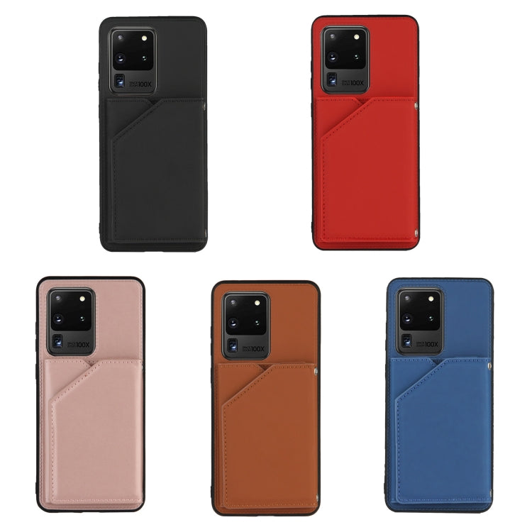 For Samsung Galaxy S20 Ultra Skin Feel PU + TPU + PC Back Cover Shockproof Case with Card Slots & Holder & Photo Frame(Black) by buy2fix