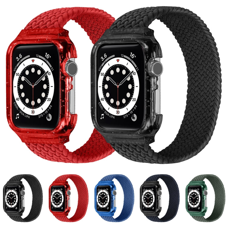 Weave Wrist Strap Watch Bands with Frame For Apple Watch Series 9&8&7 41mm / SE 3&SE 2&6&SE&5&4 40mm / 3&2&1 38mm, Length:140mm(Black) by buy2fix