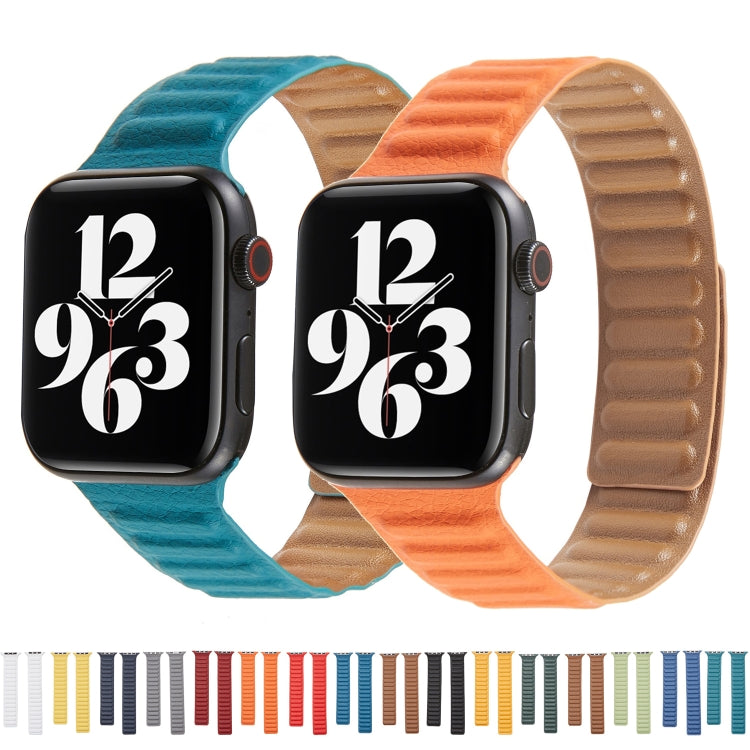 Loop Leather Watch Band For Apple Watch Series 7 41mm / 6 & SE & 5 & 4 40mm / 3 & 2 & 1 38mm(California Poppy) by buy2fix