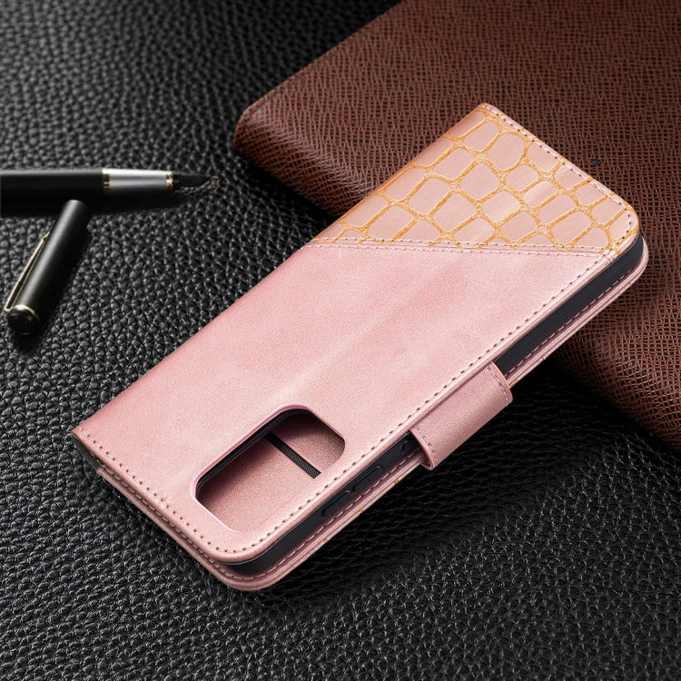 For Samsung Galaxy A52 5G Matching Color Crocodile Texture Horizontal Flip PU Leather Case with Wallet & Holder & Card Slots(Rose Gold) by buy2fix