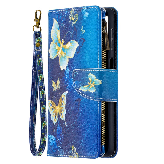 For Samsung Galaxy A32 5G Colored Drawing Pattern Zipper Horizontal Flip Leather Case with Holder & Card Slots & Wallet(Gold Butterfly) by buy2fix
