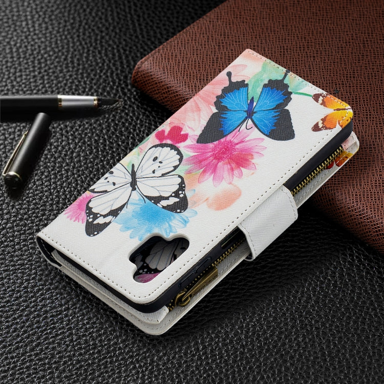 For Samsung Galaxy A32 5G Colored Drawing Pattern Zipper Horizontal Flip Leather Case with Holder & Card Slots & Wallet(Two Butterflies) by buy2fix