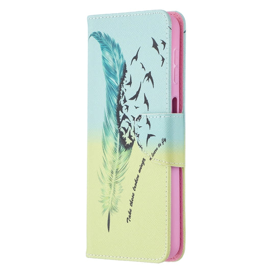 For Samsung Galaxy A32 5G Colored Drawing Pattern Horizontal Flip Leather Case with Holder & Card Slots & Wallet(Feather) by buy2fix