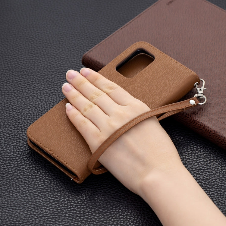For Xiaomi Poco M3 Litchi Texture Pure Color Horizontal Flip PU Leather Case with Holder & Card Slots & Wallet & Lanyard(Brown) by buy2fix