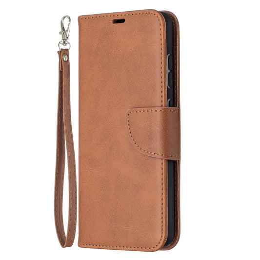 For Samsung Galaxy A52 5G Retro Lambskin Texture Pure Color Horizontal Flip PU Leather Case with Holder & Card Slots & Wallet & Lanyard(Brown) by buy2fix