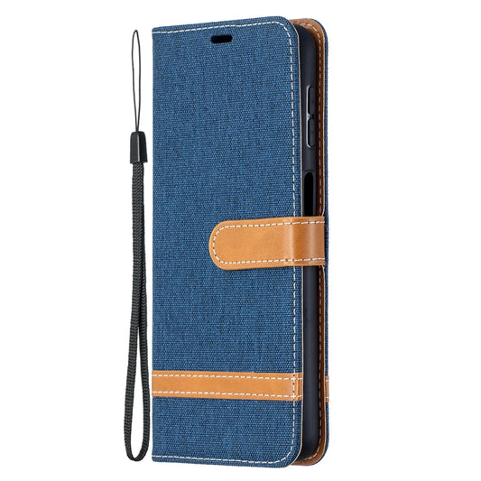For Samsung Galaxy A32 5G Color Matching Denim Texture Horizontal Flip Leather Case with Holder & Card Slots & Wallet & Lanyard(Dark Blue) by buy2fix