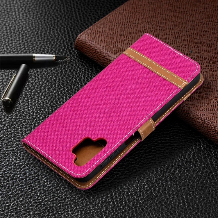 For Samsung Galaxy A32 5G Color Matching Denim Texture Horizontal Flip Leather Case with Holder & Card Slots & Wallet & Lanyard(Rose Red) by buy2fix